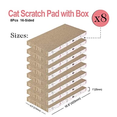 8 Packs in 1 Cat Scratch Pad, Cat Scratcher Cardboard,Reversible,Durable Recyclable Cardboard, Premium Scratch, Suitable for Cats to Rest, Grind Claws and Play - Image 3