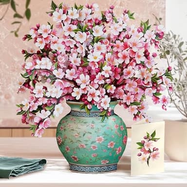 Freshcut Paper Pop Up Cards, Japanese Cherry Blossoms, 12 Inch Life Sized Forever Flower Bouquet 3D Popup Greeting Card, Birthday Cards, Valentine's Day Card, Blank Notecard & Envelope - Image 3