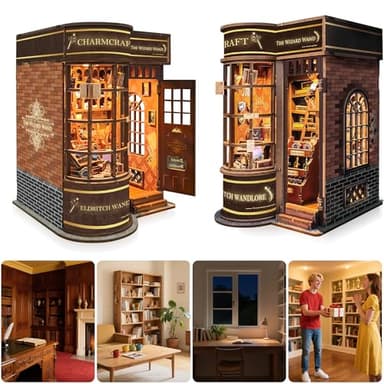 SUNNINO Book Nook Kit - DIY Miniature House Kit Bookshelf Decor 3D Wooden Dollhouses for Adults Teens LED Book Nook Kits for Adults Unique Gift for Family and Friends - Image 7