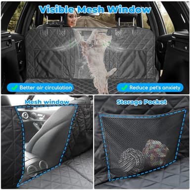 URPOWER Back Seat Extender for Dogs - Hard Bottom Dog Car Seat Cover Holds 420 lbs, Waterproof Dog Hammock Dogs Bed for Cars, SUVs & Small Trucks, Pet Backseat Protector with Mesh Window & Large Space - Image 7