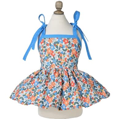 MSNFOASM Dog Dresses Pet Shoulder Strap Thin Vest Skirt,Small Dog Floral Dress Cat Sun Protection Princess Skirt(Blue,XS) - Image 2