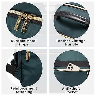 LOVEVOOK 40L Large Travel Backpack for Women Men, 17 Inch Carry on Backpack for Traveling on Airplane, Personal Item Travel Bag Airline Approved, Business Causal Weekender Backpack, Green-Black - Image 9