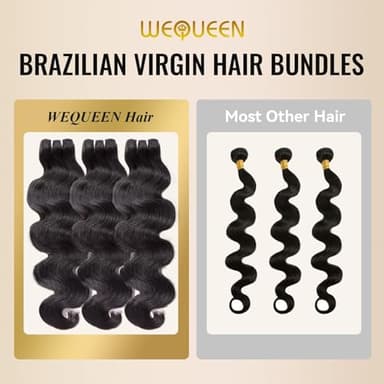 WEQUEEN Body Wave Bundles Human Hair Bundles 16A Brazilian Virgin Hair 20 22 24 In Thick Weave Natural Black - Image 4