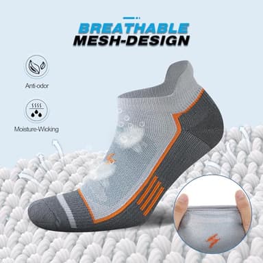 Cirorld Mens Ankle Running Socks, Athletic Cushioned Low Cut Moisture Wicking Cotton Short Sports Socks, 6 Pairs - Image 4