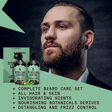 Striking Viking Beard Wash and Conditioner (Tea Tree & Biotin) - Paraben & Sulfate Free Cleansing Care for All Beard Types (10oz Per Bottle) - Image 6