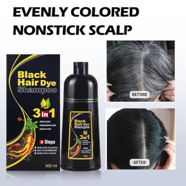 cosmpro Black Hair Dye Shampoo 3 in 1 for Women/Men for Gray Coverage Instant Hair Color Shampoo Semi Permanent Champu Para Cana - Image 2