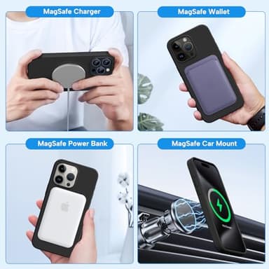 Miracase for iPhone 15 Pro Max Case, [with 2X Screen Protectors], Compatible with MagSafe, Liquid Silicone Case Shockproof Drop Protection Phone Case for 15 Pro Max, Black Magnetic - Image 4