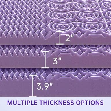 MUXHOMO 3 Inch 7-Zone Queen Mattress Topper, Egg Crate Foam Mattress Topper Queen Size for Back Pain, Lavender Cooling Gel Infused Bed Pad, CertiPUR-US and Oeko-TEX Certification (60"×80") - Image 6