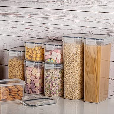 Airtight Food Storage Containers with Lids, Vtopmart 24 pcs Plastic Kitchen and Pantry Organization Canisters for Cereal, Dry Food, Flour and Sugar, BPA Free, Includes 24 Labels,Black - Image 5