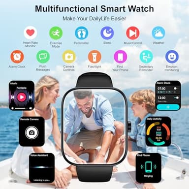 Smart Watch(Answer/Make Call), 1.83" Smartwatch for Men Women, 110+ Sport Modes, Heart Rate/Sleep/Spo2 Monitor, IP68 Waterproof, Pedometer, HD Touchscreen, Activity Tracker for Android iOS, Black - Image 7