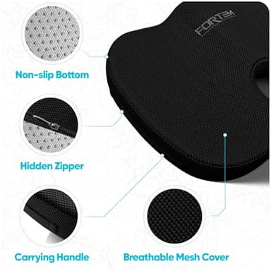 FORTEM Office Chair Cushion and Back Support for Office Chair, Lumbar Support Pillow, Memory Foam, Non Slip Sitting and Back Rest for Gaming, Car Seat Cushion, Chair Pad - Image 4