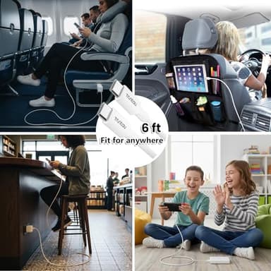 Truntau 6FT USB C to USB C Charger Cord for iPhone 17/16/15,16 Pro Max,16 Plus,16E,17Air,3A Fast Charging Cable for MacBook Air,iPad Air,iPad Pro, Car Carplay Charger Cord,AirPods Cable,White. - Image 5