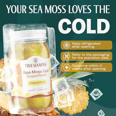 TrueSeaMoss Sea Moss Gel – Made in USA – Wildcrafted Seamoss, Fresh Fruits & Jarred Vegetables – Pineapple, Pack of 1 (Labels may Vary) - Image 6