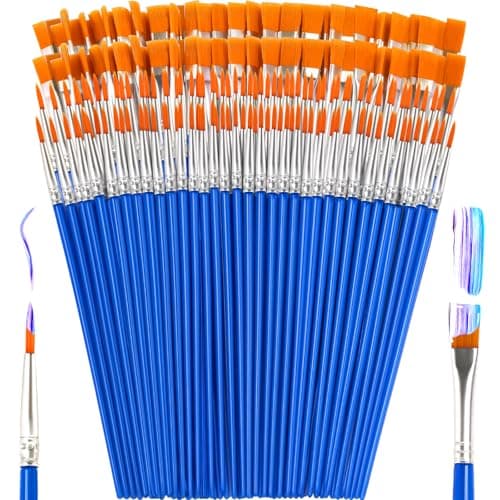 ZRLEI Small Paint Brushes Bulk, 160 Pcs Flat Tip Round Acrylic Paint Brushes for Kids Classroom Acrylic Watercolor Canvas Face Painting Touch Up - Image 1