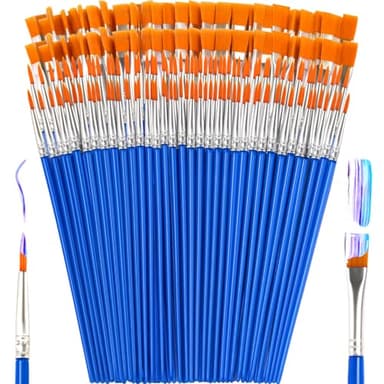 ZRLEI Small Paint Brushes Bulk, 160 Pcs Flat Tip Round Acrylic Paint Brushes for Kids Classroom Acrylic Watercolor Canvas Face Painting Touch Up - Image 1