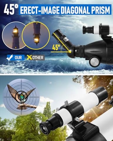 Telescope,90mm Aperture 900mm Professional Refractor Telescope,Magnification 450X High Powered Telescope,Telescopes for Adults & Kids with Remote Control,Tripod,Phone Adapter,Carrying Bag - Image 6