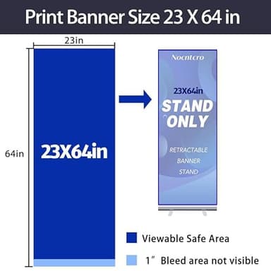 Nocntcro Retractable Banner Stand Only Retractable Banner Roll Up Banner Stand for Display Trade Show Stand Retractable Sign Stand 23×64 Inch - Image 3