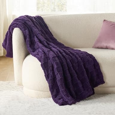 Bedsure GentleSoft Purple Throw Blanket for Couch - Super Soft Cozy Blankets Gifts for Women Men Girls, Cute Small Fleece Throws for Bedroom Home Decor, 50x70 Inches - Image 2