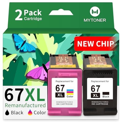 MYTONER 67XL HP Printer Ink Replacement for HP Ink 67 Black/Color Combo Pack HP 67 Ink for DeskJet 2755e 2855e 2800e 4155e 2700e 2700 Envy 6000 6055e 6400 Envy Pro 6458 Printer Ink HP 67 XL (2 Pack) - Image 1