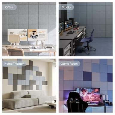 Berlai 15 Pack Acoustic Panels Self Adhesive Sound Proof Foam Panels, 12x12x0.4" High Density Sound Absorbing Panels, Square Acoustic Tiles for Recording Studio Home Theater Office Room(Ash Gray) - Image 7