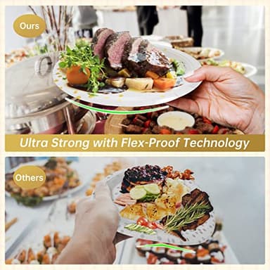 WXLDGHQ White and Gold Paper Plates Napkins Party Supplies,Disposable Gold Dot Paper Dessert Plates,105 PCS Birthday Plates and Napkins Party Supplies for Wedding(Serves 35 Guests 7") - Image 6