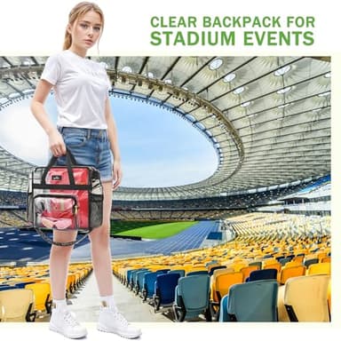MAY TREE Clear Bag for Stadium Events, 12x6x12 Clear Tote Bag with Removable Strap, Transparent Bag for Concert Sports Festival, Cow-Strap - Image 2