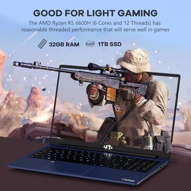 NIMO 15.6" IPS FHD-Gaming-Laptop, 8 Cores AMD Ryzen 7 6800H 32GB DDR5 RAM 2TB SSD (Beat Intel i7-12700H, Up to 4.7GHz) AMD Radeon 680M GPU-Computer with 100W Type-C Backlit Keyboard - Image 7
