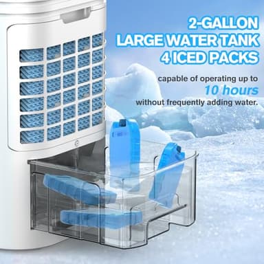 24" Windowless Portable Air Conditioner, 15H Timer & 120°Oscillation, 3-IN-1 Portable AC Unit with Remote, 2-Gal Tank, 3 Modes & 3 Speeds, Ultra-Quiet Ventless Swamp Cooler for Room Home Office, White - Image 7