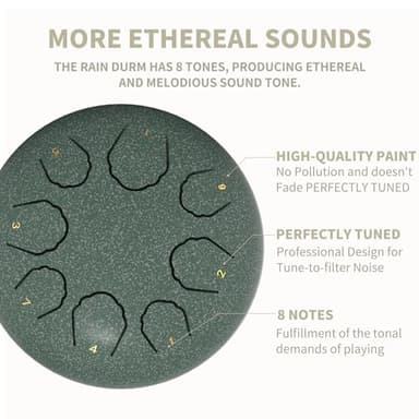 Rain Drum for Outside Garden, 6 Inches 8 Notes Steel Tongue Drum, Outside Garden Rain Chime, Chakra Drum for Rain (Porcelain, 6 Inch) - Image 2