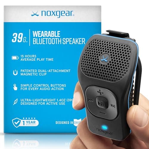 noxgear 39g Wearable Bluetooth Speaker, Magnetic Mini Clip-On, Waterproof Up to 15 Hours Playtime | Clip On Bluetooth, Wearable Speaker with Microphone, 100ft Range - Image 1