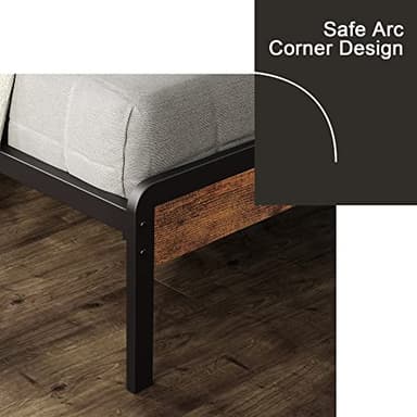 LIKIMIO King Size Bed Frame, Platform Bed with 2-Tier Storage Headboard, Solid and Stable, Noise Free, No Box Spring Needed, Easy Assembly, Vintage Brown - Image 8