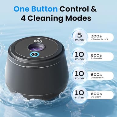 45kHz Ultrasonic Retainer Cleaner, 200ML Dental Cleaning Pod for Dentures, Mouth Guards, Braces, Aligner, Toothbrush Jewelry and More, UV Denture Cleaner with 4 Modes & Digital Timer - Image 5