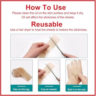 Silicone Scar Sheets (1.6” x 120” Roll-3M), Silicone Scar Tape Roll, Scar Silicone Strips, Reusable, Professional Scar Removal Sheets for C-Section, Surgery, Burn, Keloid, Acne et - Image 7
