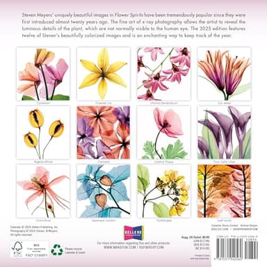 Flower Spirits 2025 Mini Calendar — Radiographs of Nature by Steven N. Meyers, 7" x 7" - Image 2