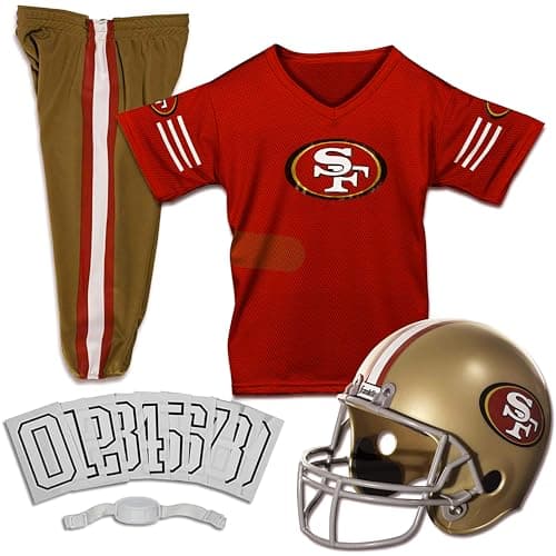 Franklin Sports San Francisco 49ers Kids NFL Uniform Set - Youth NFL Team Jersey, Helmet, Pants + Apparel Costume - Official Gear -Youth Medium - Image 1