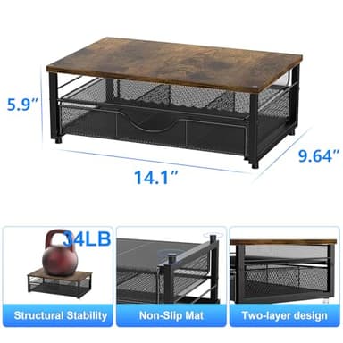 gianotter Computer Monitor Stand Riser, office organizer with Drawer, Office Organizers Storage for Classroom Office Supplies (Wood) - Image 5