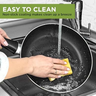 Ecolution Easy Clean Ceramic Nonstick Cookware Set, Dishwasher Safe Kitchen Pots and Pans Set, Comfort Grip Handle, Even Heating, Ultimate Food Release, 26-Piece, Black - Image 6