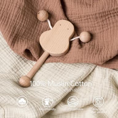 Bearmoss Changing Pad Cover, 2 Pack Muslin [100% Cotton] Diaper Changing Table Covers, 32'' x 16'' Soft Breathable Changing Pad Sheets for Unisex Baby Girls and Boys with Strap Holes (Cappuccino) - Image 2