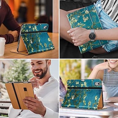 DTTO for iPad Air 11-inch Case M3/M2 (2025/2024), iPad Air 5th / 4th Generation (2022/2020), Premium Leather Business Folio Stand Cover with Pencil Holder - Auto Sleep/Wake, Blossom - Image 5