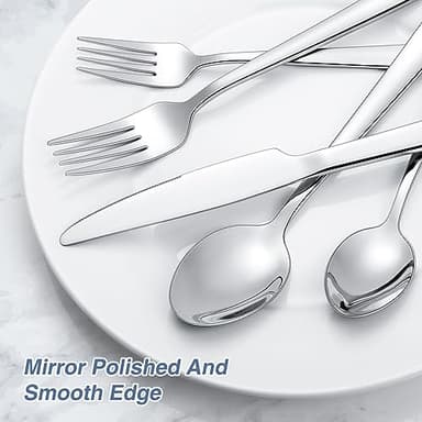 60 Piece Silverware Set For 12, Stainless Steel Flatware/Tableware Set Include Spoons/Forks/Knives, Yoehka Mirror Polished Cutlery Set For Home Kitchen Restaurant Hotel, Durable,Dishwasher Safe - Image 3