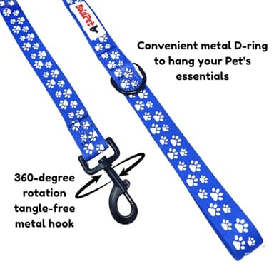 BOLDPET Dog Collar and Leash Set - Durable Polyester Material -Adjustable Collar-Safe Metal Buckle-Cute Pawprints Design Dog Leash and Collar Set for Small, Medium and Large Dogs - Image 5