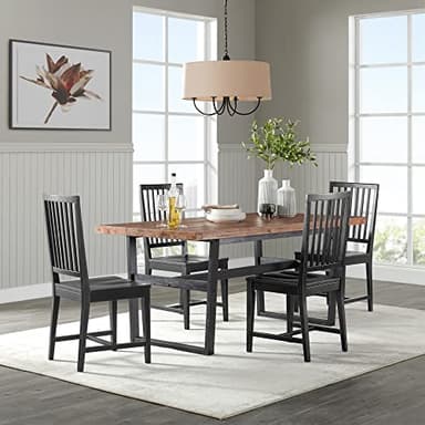 Walden Dining Table, Rustic Chestnut Finish, Urban Industrial Farmhouse Style, Cedar Top, Seats 6, Dimensions 72"W x 34"D x 30"H, Sleek Black Legs, Perfect for Family Dinners and Entertaining - Image 2