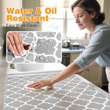 COAVAS Shelf Liner for Cabinets & Drawers Non Slip, No Adhesive Drawer Liners for Dresser, Kitchen, Shelves, Thick Shelf Paper Waterproof, Cut-to-Size (Gray, 12IN x 10FT) - Image 2