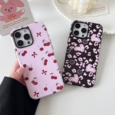 DEFBSC Case for iPhone 14 Pro, Cute Pink Bow Cherry Print Aesthetic Trendy Pattern for Women Girls Slim Durable Bumper Shockproof for iPhone 14 Pro Case, Cherry/Glossy - Image 5