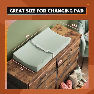 WLIVE Dresser for Bedroom with 6 Drawers, Wide Fabric Dresser TV Stand for 50 Inches TV, with Metal Frame, Wooden Top, Fabric Storage Dressers for Bedroom, Hallway, Entryway, Rustic Brown - Image 6