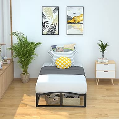 Amazon Basics Metal Platform Bed Frame, with Wood Slat Support, 10 inches High, Twin, Black - Image 8
