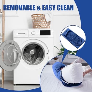 HOMBYS Shredded Foam Yoga Bolster Pillow for Restorative Yoga & Meditation, Versatile Rectangular Yoga Support Pillow Premium Meditation Cushion with Washable Velvet Cover & Carry Handle, Dark Blue - Image 7