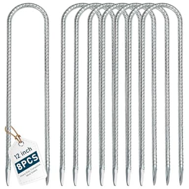 Trampoline Stakes 12inch, Heavy Duty Trampolines Anchors High Wind Tram poline Ground Anchors Ground Stakes Galvanized Steel Trampoline Accessories (8) - Image 1