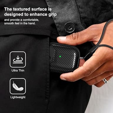 RFUNGUANGO for Airpod Pro Case (2023/2022/2019) with Lock, Carbon Fiber Black Airpods Pro 2nd Generation/1st Generation Case (USB-C/Lightning Cable) Black Switch - Image 6