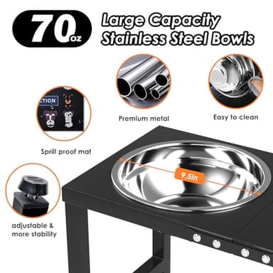 ADENGL Metal Elevated Dog Bowl for Large 𝐋𝐚𝐫𝐠𝐞 Raised Bowl Stand with Sprill Proof Mat and 2000ML Pet Bowls, Food & Water Bowls 16" Tall Dog Feeder for Large Breed - Image 3